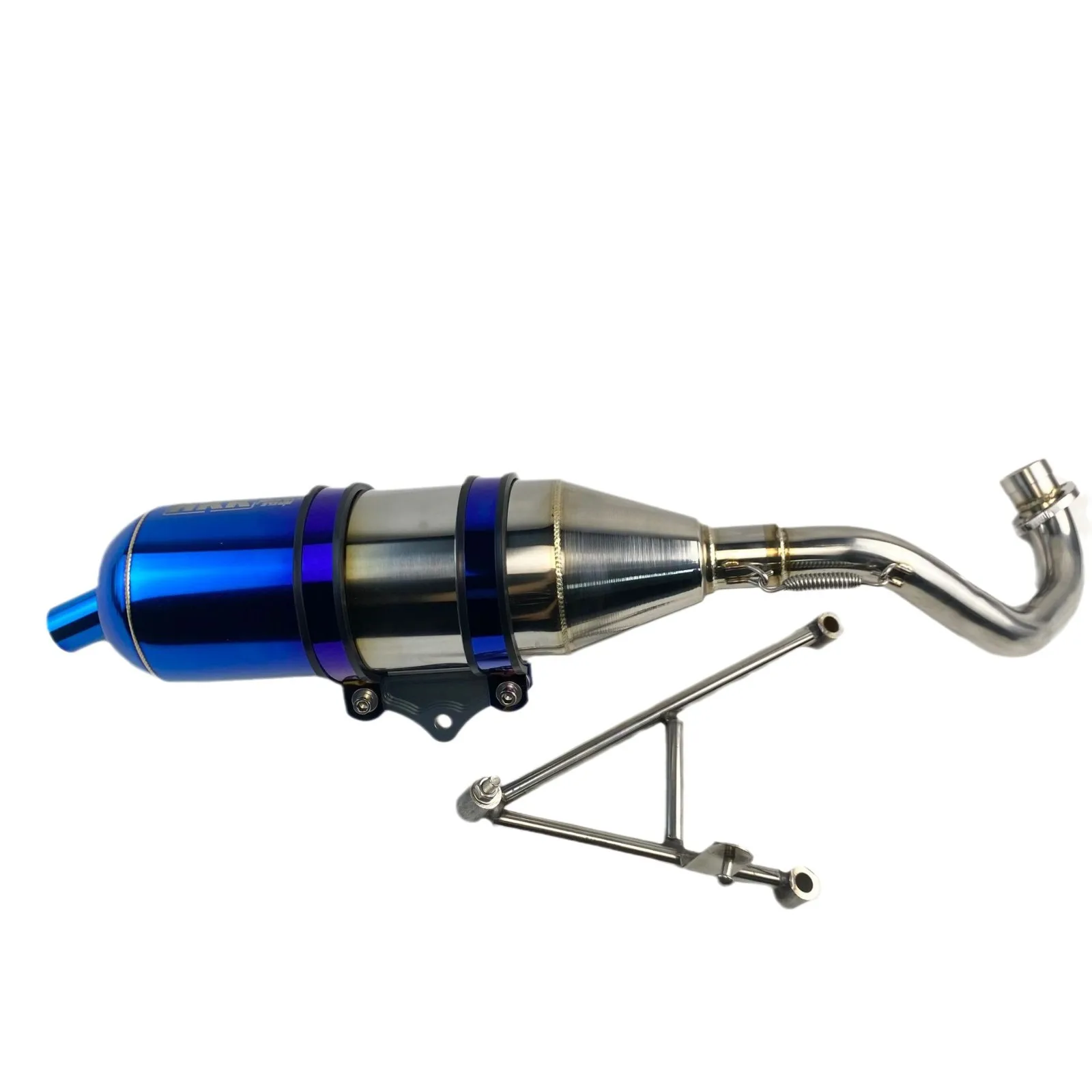 

RS100CC model stainless steel HKR is wound around the baked blue exhaust pipe, and the back pressure is silent.