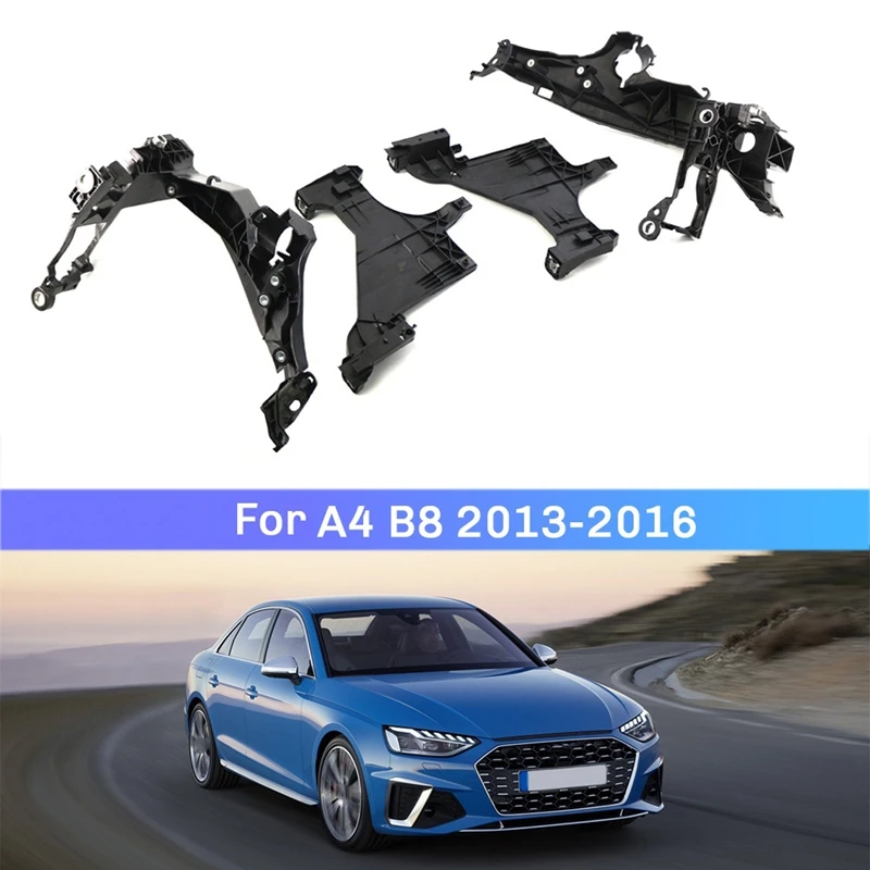 Front Bumper Headlight Bracket & Headlight Base Plate For  A4 B8 13-16, 8T0941453B 8T0941454B 8K0805607B 8K0805608B