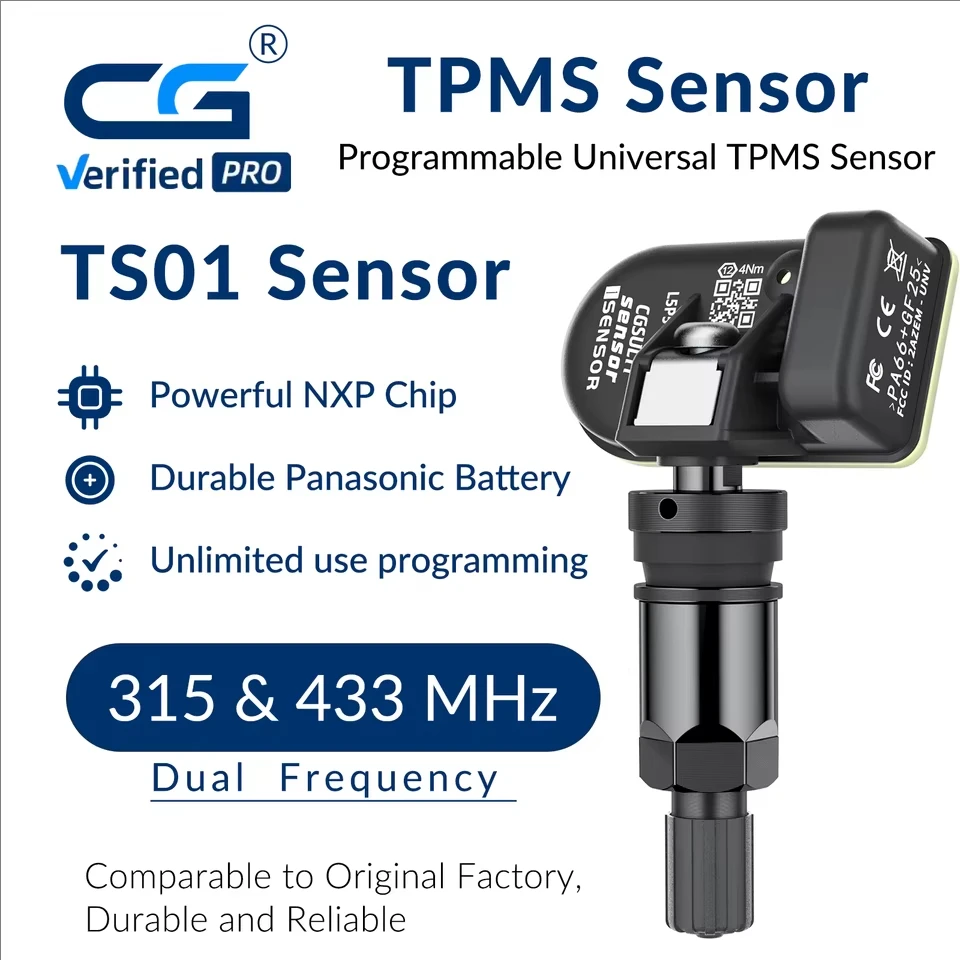 CGDI CGSULIT TS01 TPMS capteur programmeur outil 315MHZ 433MHZ 2in1 capteur pour CGDI TPMS90 système de surveillance de la pression des pneus de voiture