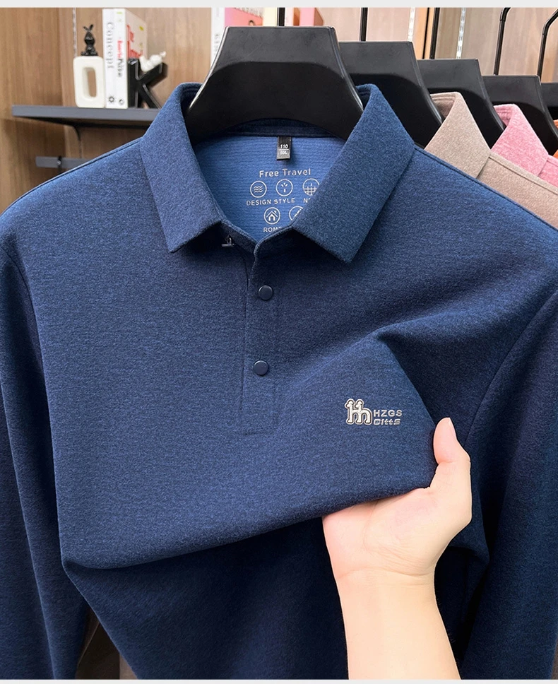 Marke Mode Buchstaben Muster Langärmel Polo-Shirt Herren Luxus Herbst Neues Leicht Komfort Geschäftsbereich Freizeit Flip-Kragen T-Shirt – Detail 10