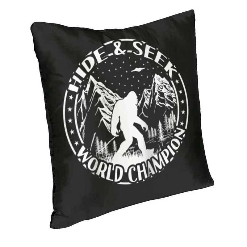 Hide Seek World Funny Bigfoot Cushion Cover 40x40cm Decoration Print Mountain Silhouette Throw Pillow for Car Two Side