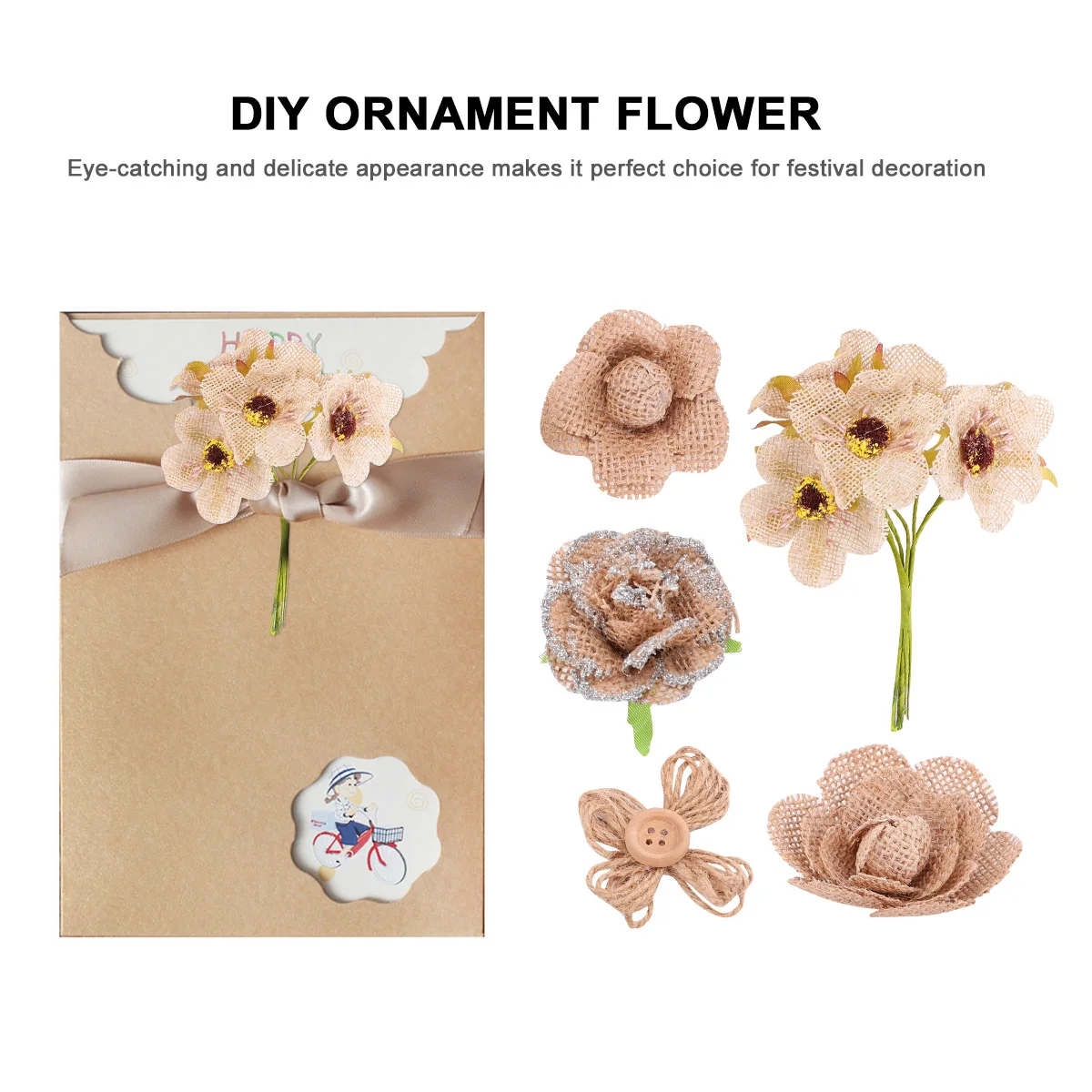 

20pcs Burlap Flowers Decorative Handmade Rustic Rose Wedding Christmas Garland Decorations Elegant Gift Box Craft