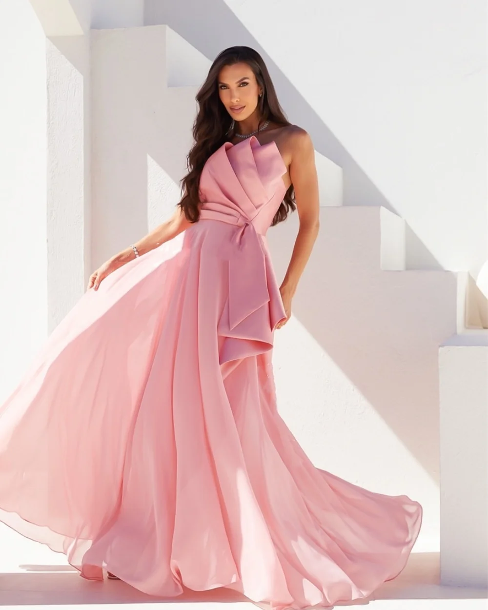 Abiti lunghi senza spalline a trapezio drappeggiati con pieghe classiche alla moda personalizzate Abiti da sera Taglie squisite disponibili formali