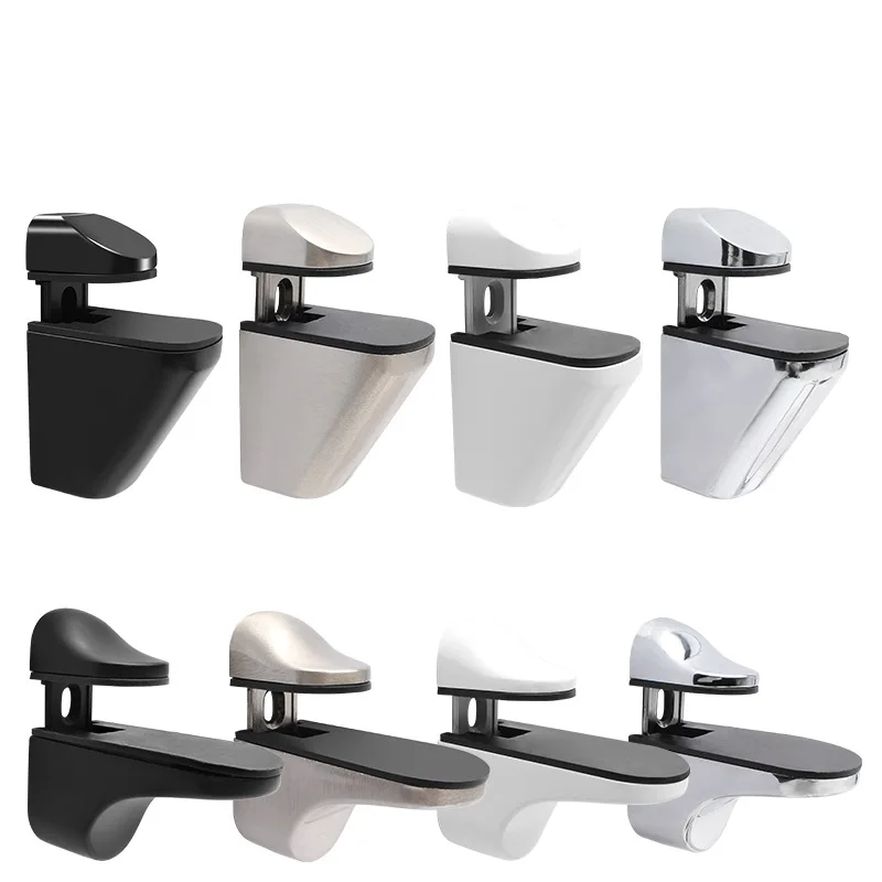 2Pcs Zinc Alloy Adjustable Shelf Bracket Wall Mount Anti-Slip Clamp for Wood Glass Floating Shelf Support
