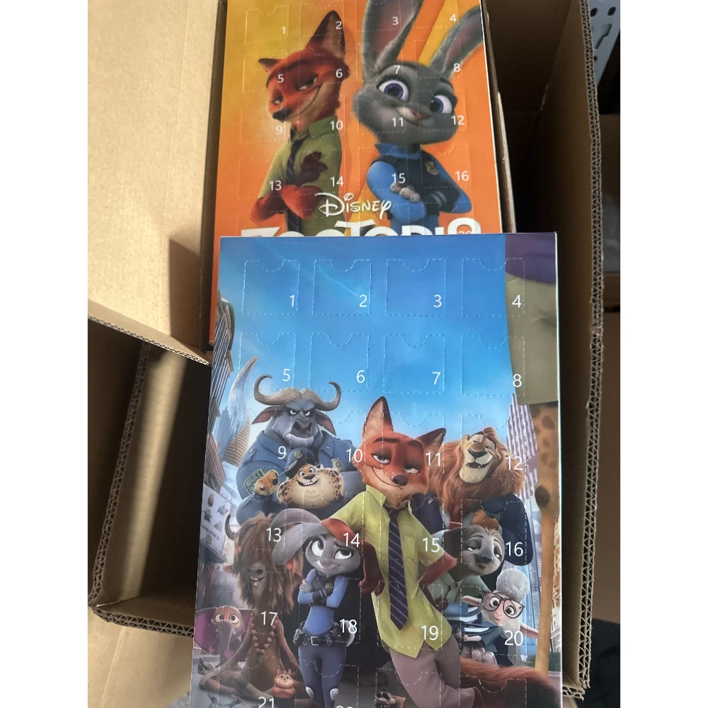 Disney zootopia 2d calendário do advento anime 24 dias calendário de contagem regressiva pingente caixa surpresa dos desenhos animados natal caixa mistério presentes