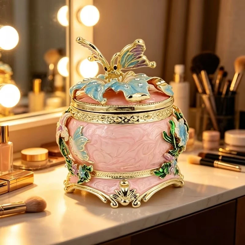 Luxury European Style Zinc Alloy Butterfly Jewelry Box, Flip Cover Jewelry Organizer, Home Decor Gift Idea New Arrival