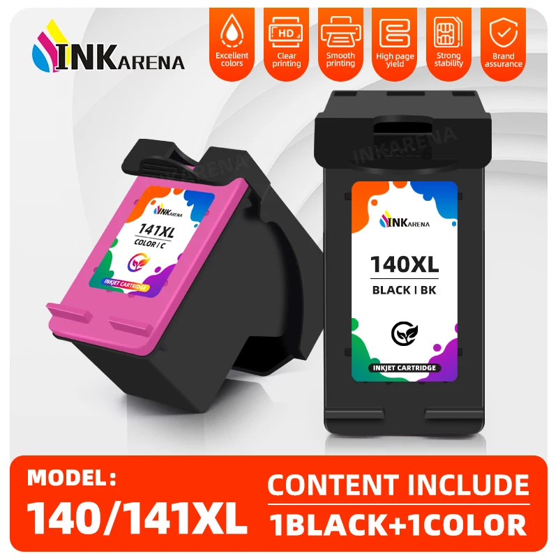 Inkarena-cartucho de tinta de repuesto para impresora HP, recambio de tinta para HP 140, 141, HP140, HP141, Photosmart C4583, C4283, C5283, Deskjet D4263, 140XL, 141XL