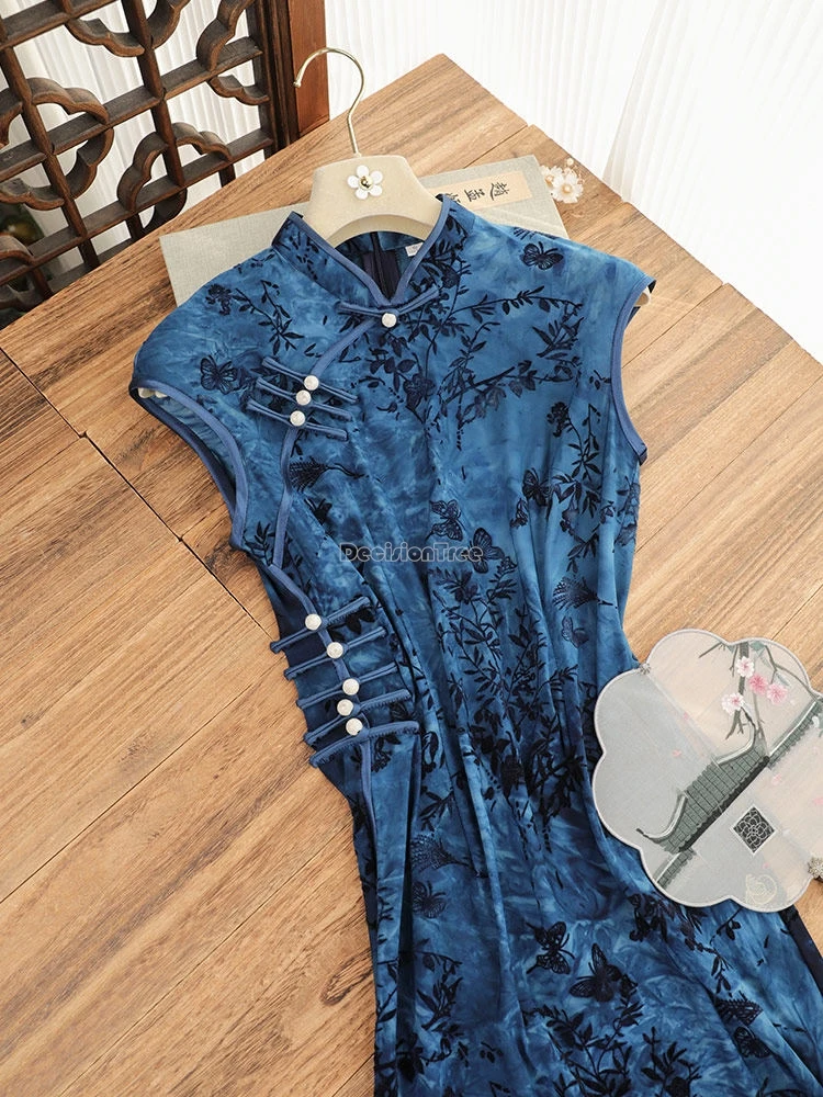 2026  chinese style improved retro traditional cheongsam women spring/summer stand collar sleeveless slimming daily long qipao