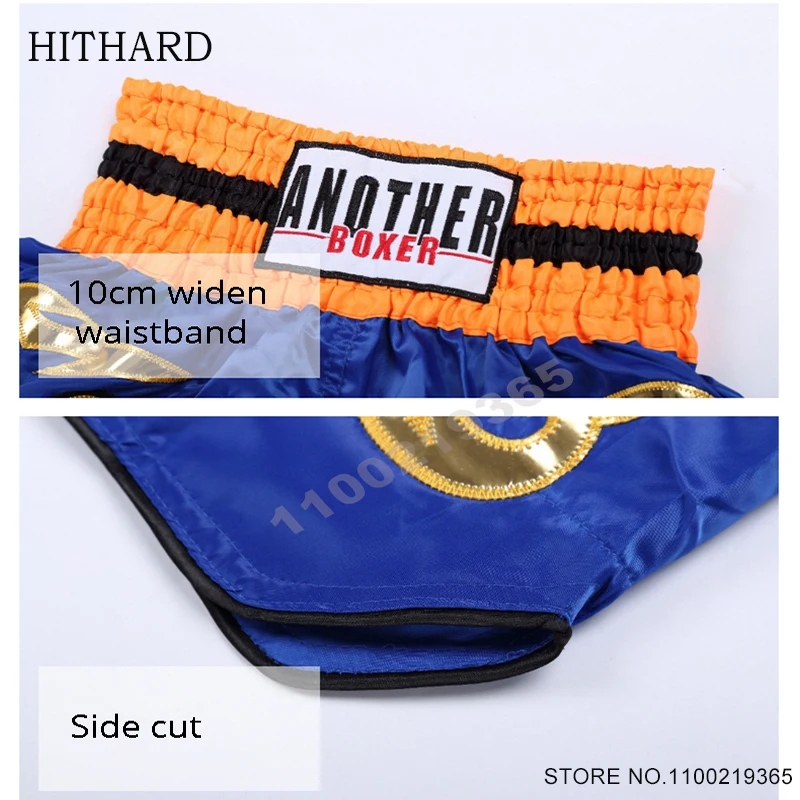 الملاكمة التايلاندية السراويل الكلاسيكية الرجعية ركلة الملاكمة سروال التدريب الرجال النساء الاطفال صبي فتاة التايلاندية التطريز كيك بوكسينغ قفص القتال قصيرة