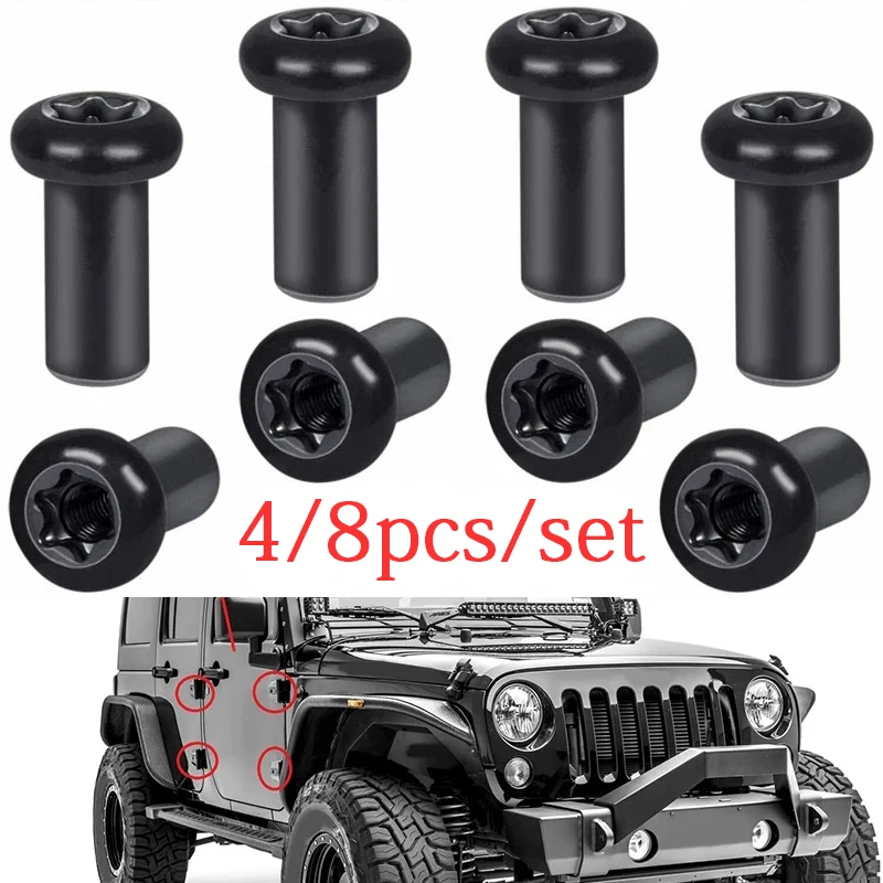 8pcs/set Metal Door Hinge Nuts for Jeep Wrangler JK JKU JL JLU JT 2/4-Door 2007-2017 Car Accessories