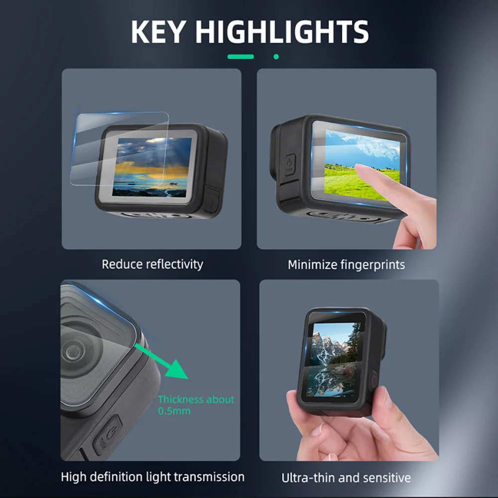 1 комплект Пленки для улучшения экрана PET AR для спортивной камеры 9/10/11, пленка HD, защитная пленка, аксессуары