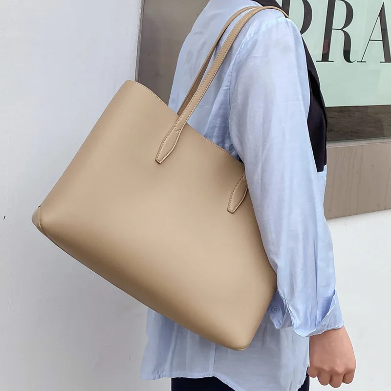 New Tote Bags Women\'s Bag Fashion Shoulder Bags High Capacity Solid Color Niche Korean Retro Leisure Versatile Lady Handle Bags