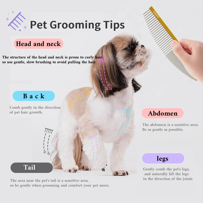 Gru marca Pet Grooming pettine singolo Stylist aviazione alluminio Ultra-leggero di alta qualità Pet mezzaluna pettine cane gatto uso Styling