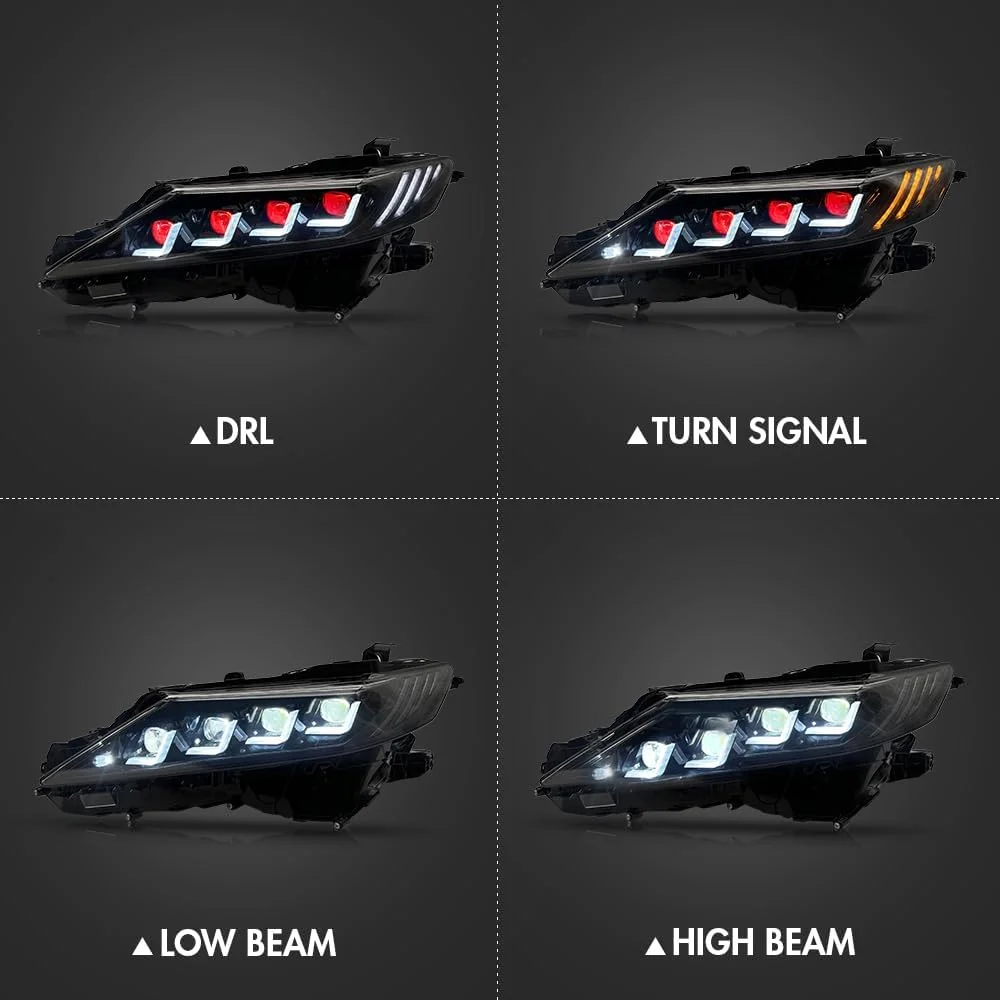 LED Headlights  For Toyota Camry 2018-2024 8 Lens DRL Turn Signal With Devil Eyes