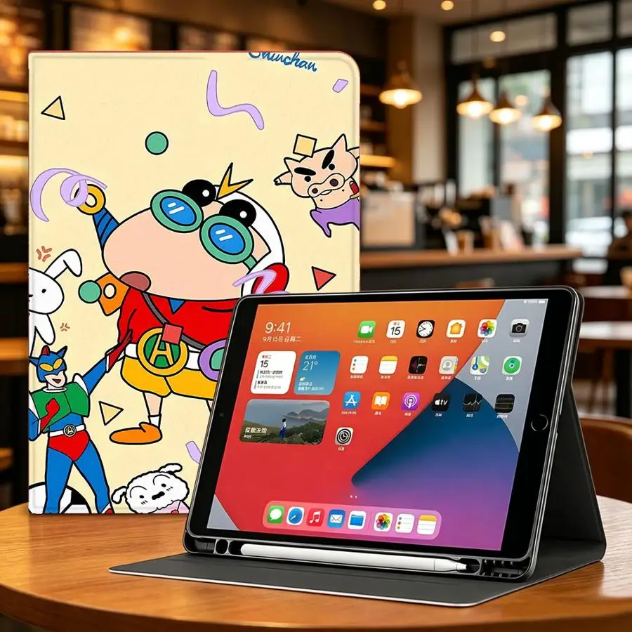 Case for Samsung Galaxy Tab S9 FE S7 S8+ S10 Plus S9+ S10 Lite S10FE S11 A7 Lite A8 A11 A9Plus with Pencil Slot Funny Shin-Chans - view 3