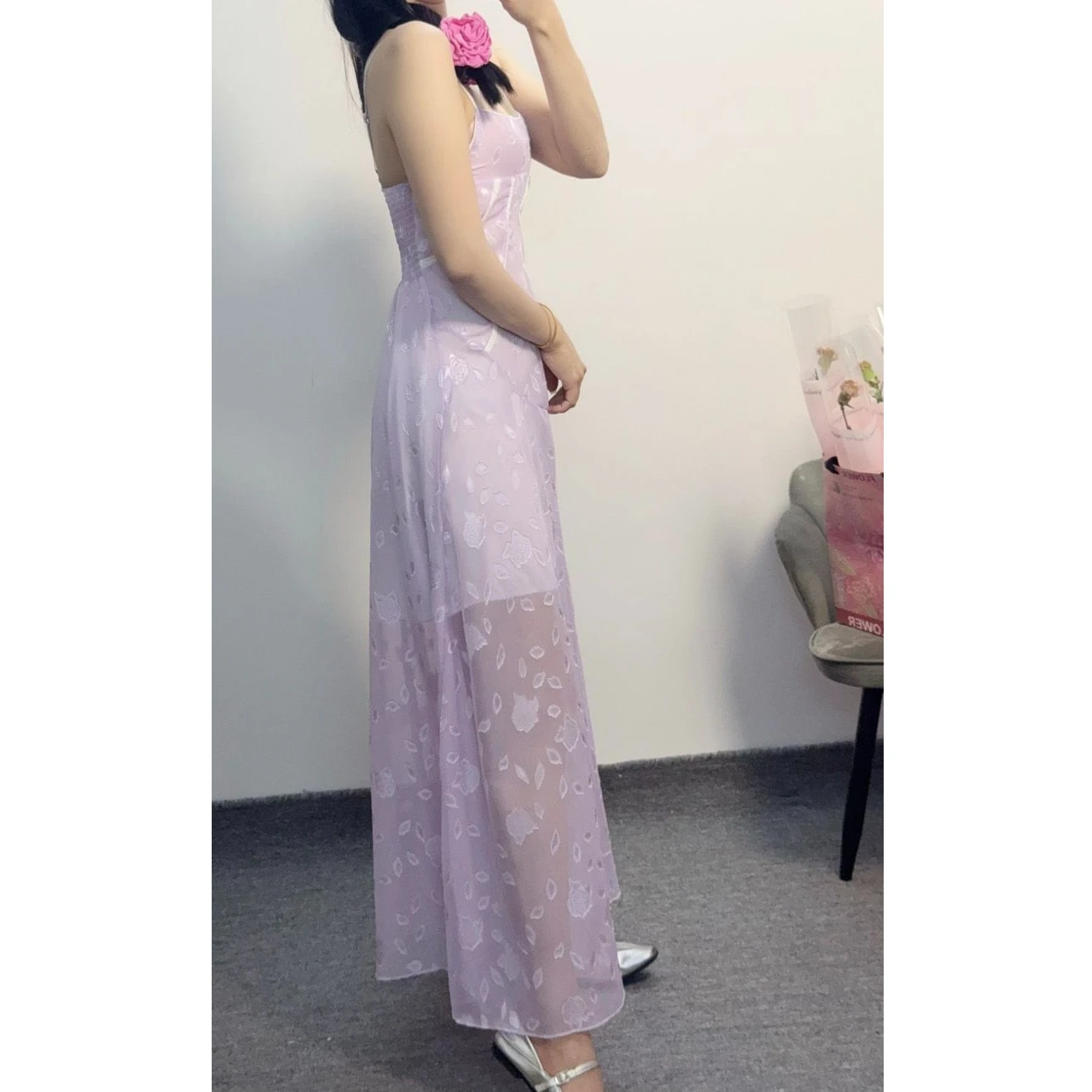 Kleider, ärmellos, für Damen, Boho, Frühling, Chiffon, Applikation, Raffen, Raucher, plissiert, Volant, Fairycore, Mori-Mädchen, süßer, romantischer Chic