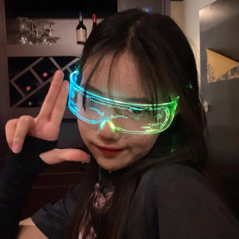 LED Luminous Glasses Electronic Visor Glasses Light Up Glasses Prop For Festival KTV Bar Party Performance Children Adult Gifts