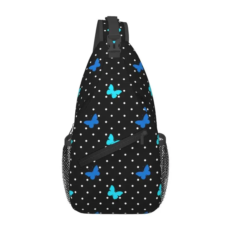 Custom Blue Butterflies Crossbody Sling Backpack Men Fashion Butterfly Shoulder Chest Bag for Traveling Daypack