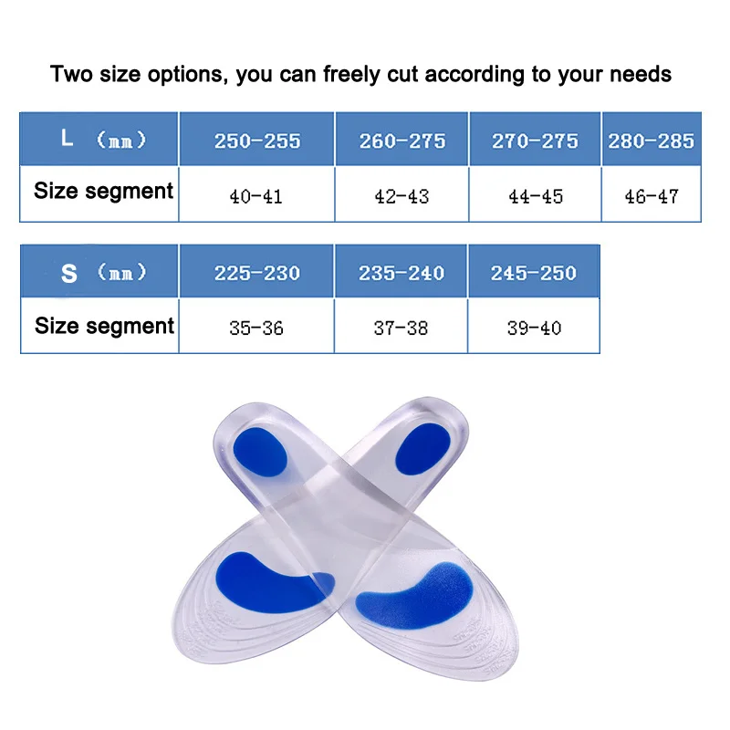 Silicone Orthopedic Insoles for Women Plantar Fasciitis Heel Pain Relief Massager Men Flat Foot Arch Support Inner Soles Cushion