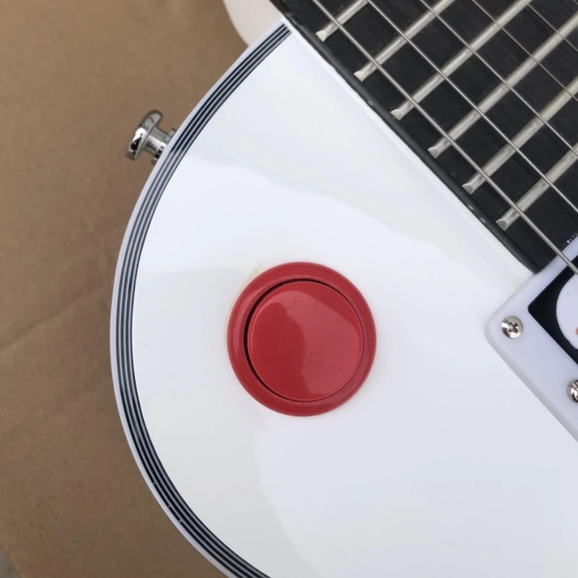 

Buckethead Signature LP Electric Guitar with Red Button Design, Skull Pure White Lacquer, Solid Mahogany Solid Wood Body