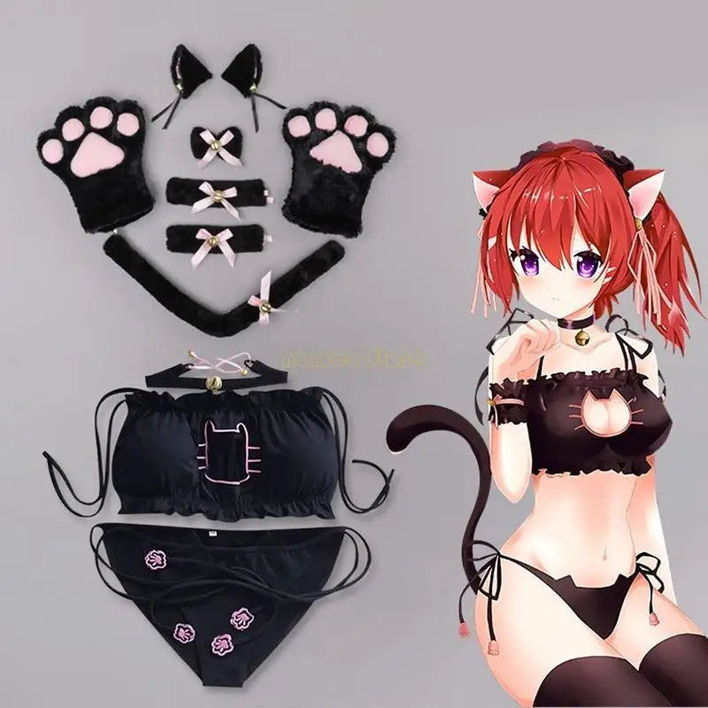 

31BF Women's Sexy Cats Cosplay Lingerie Anime Cats Costume Cats Tail