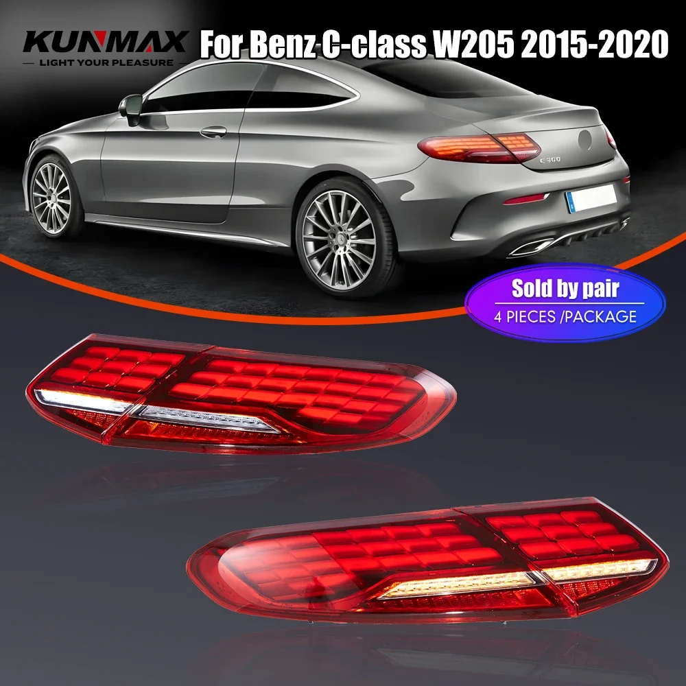 

Пара светодиодных задних фонарей для Benz C-class W205 15-20 DRL, сигнал поворота заднего хода Plug and Play, задний фонарь автомобиля в сборе