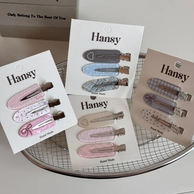 Korean sweet love rhinestone hairpin side bangs clip cute seamless clip hair hairpin headgear set