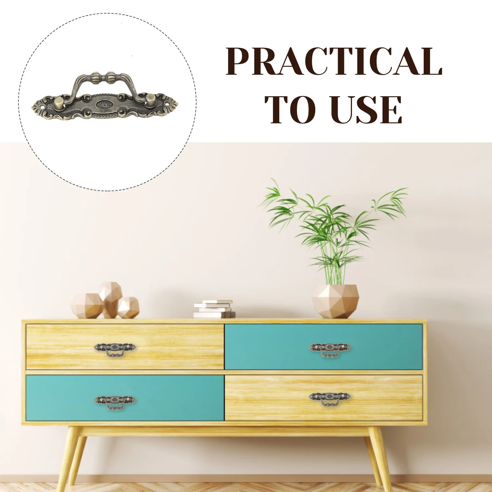 

4Pcs Retro Drawer H Bronze Cabinet Pulls Zinc Alloy Furniture Knobs Durable Smooth Wardrobe Door H les