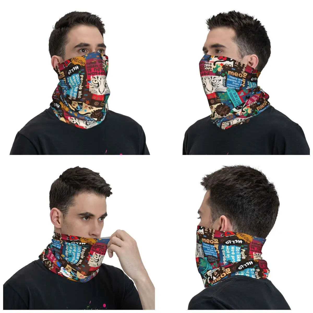 Cat Lover Bandana Neck Gaiter Printed Quotes About Cats Balaclavas Wrap Scarf Warm Headwear Outdoor Sports Unisex Adult Washable