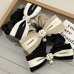 Fashion Elegant Hair Ring Bow Scrunchies Camellia Hair Clips High Quatity Intestine Elastic Hair Bands Women Hair Accessories