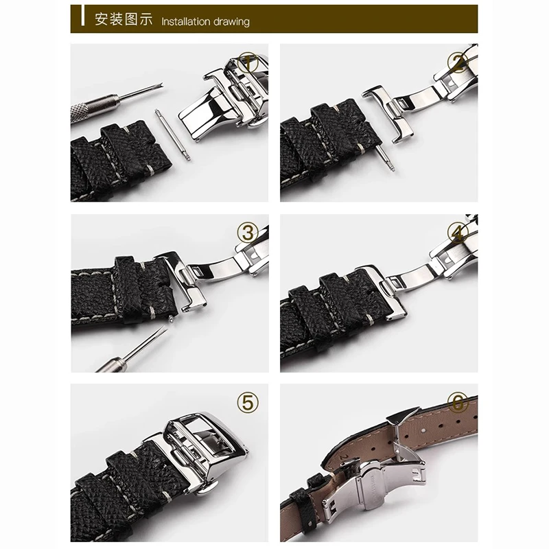 16 мм 18 мм 20 мм пряжка для часов из нержавеющей стали кожаный резиновый ремешок для часов раскладывающаяся застежка для мужчин и женщин для JAEGER-LECOULTRE ремешок для часов