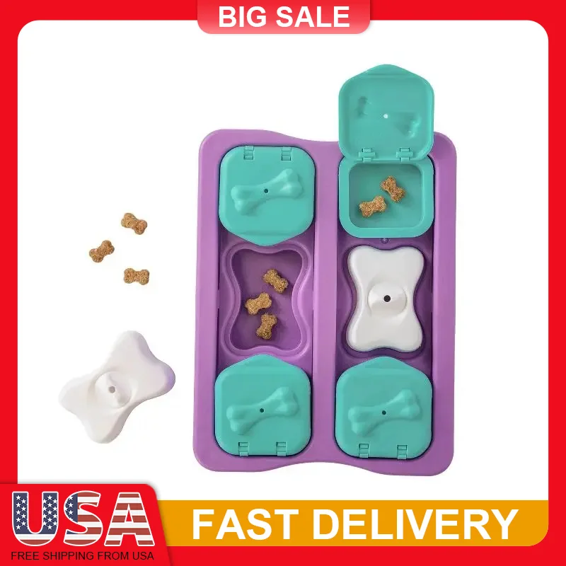 

Interactive Dog Puzzle Toy with 10 Hidden Treat Compartments Flip Slide Lids Mental Stimulation Chew Proof Non Slip