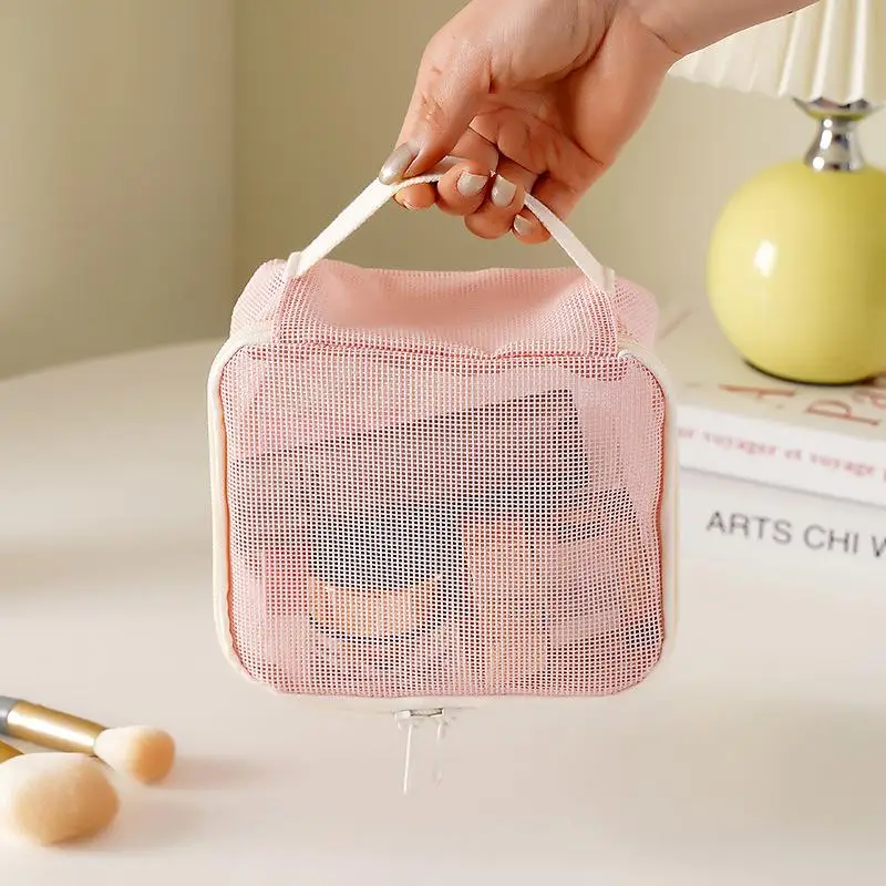 1 Stück tragbare Reise-Lippenstifttasche, Netz-Handtasche, Make-up-Tasche, Kosmetik-Aufbewahrungstasche, Kulturbeutel, transparente Strandtasche – Detail 2
