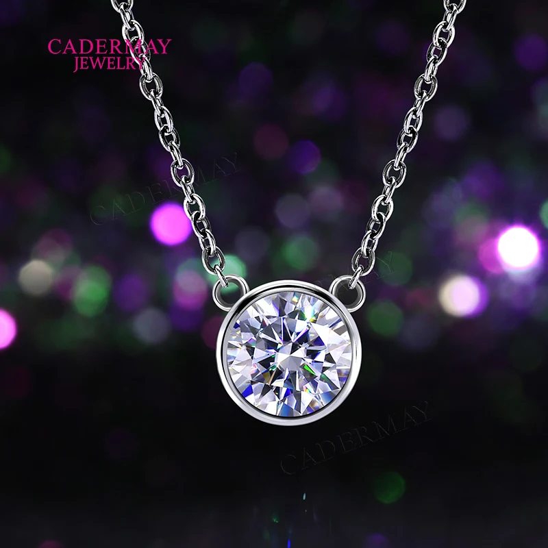 Bear Shape Bezel Set Moissanite Diamond 925 Silver 1 Carat VVS1 Moissanit Bubble Pendant Necklaces for Women Gift