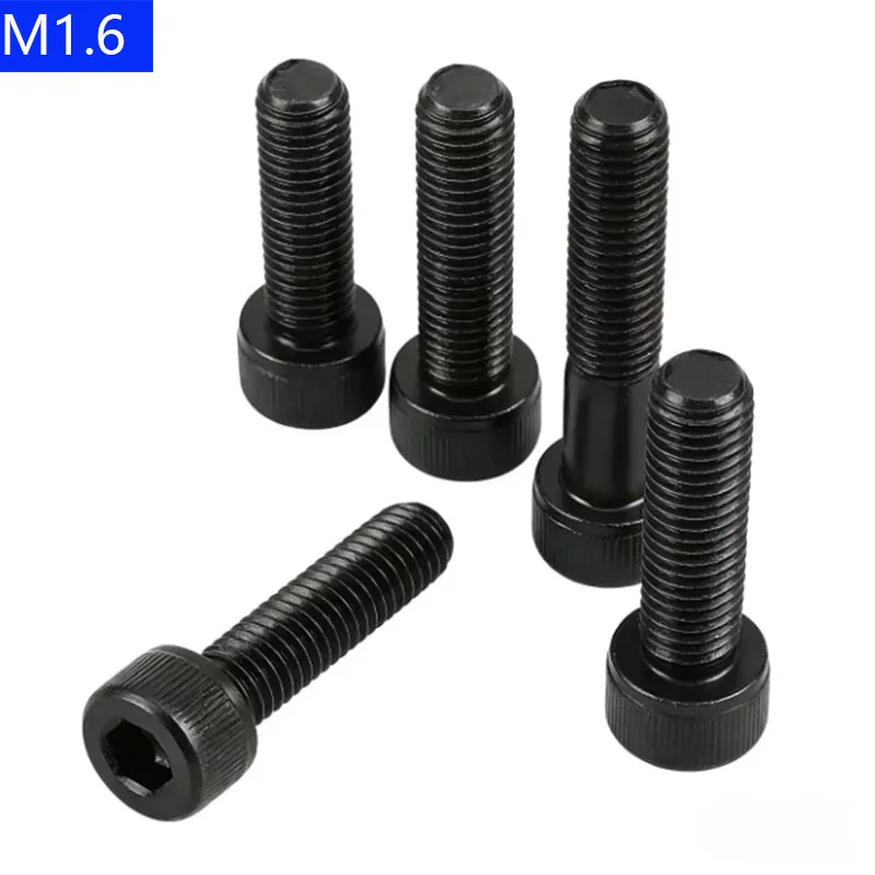M1.6 - 0.35   1.6mm Black 12.9 Grade Alloy Steel Allen Hex Socket Cap Head Screw DIN 912