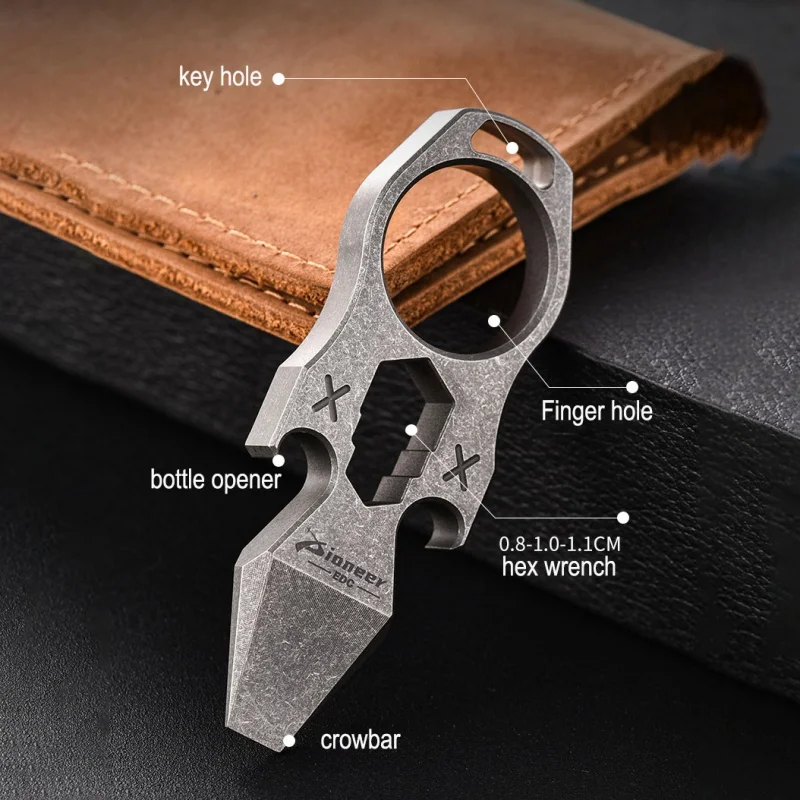 Mini Crowbar Corkscrew Outer Hexagonal Screwdriver EDC Titanium Multifunctional Tools Outdoor Camping Bottle Opener Key Pendant