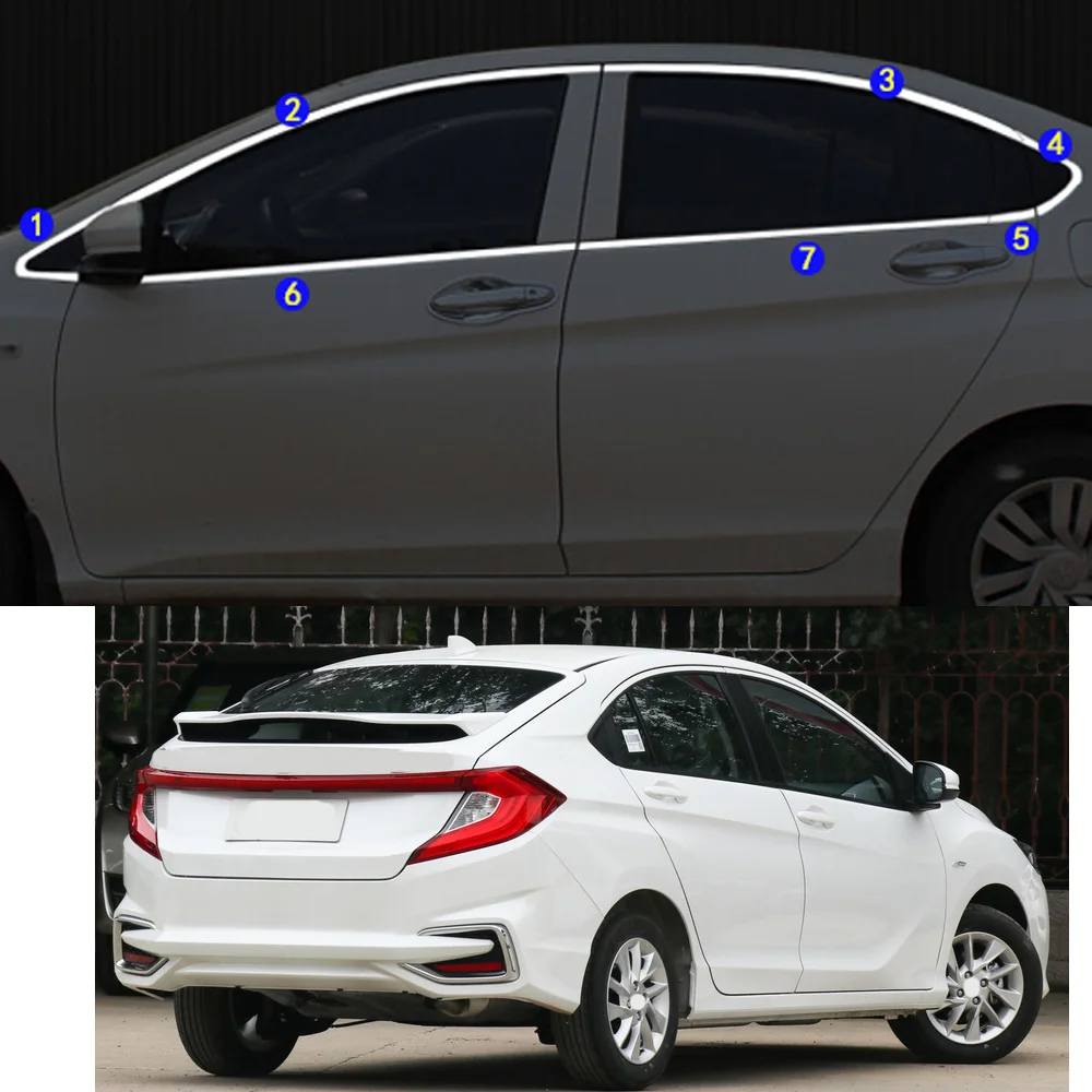 

For Honda Gienia 2016 2017 2018 2019 2020 2021 Car Sticker Garnish Pillar Window Middle Strip Trim Frame Hoods