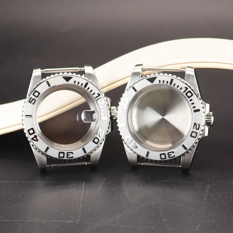 40mm Silver Watch Case Ceramic Bezel Sapphire Glass For Seiko NH35 NH36 NH38 NH34 4R36 Miyota8215 ETA2824 Movement Yacht-Master