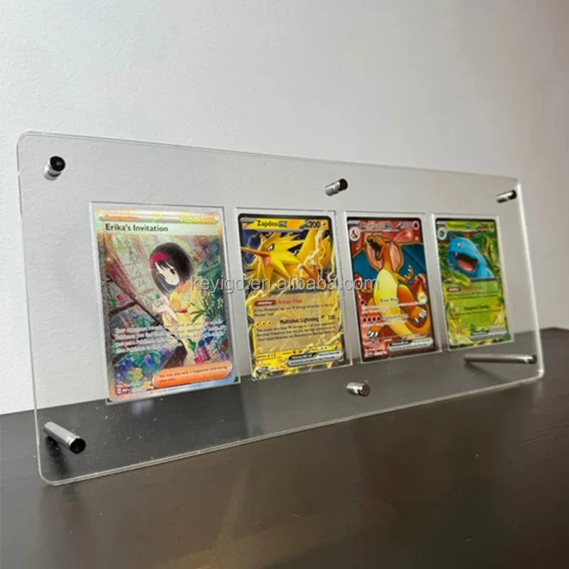 custom.KEYI Custom 3/4/10 Slots Wall Mounted Acrylic Game Card Display Frame Counter Top  Tcg Trading Card Display Sta