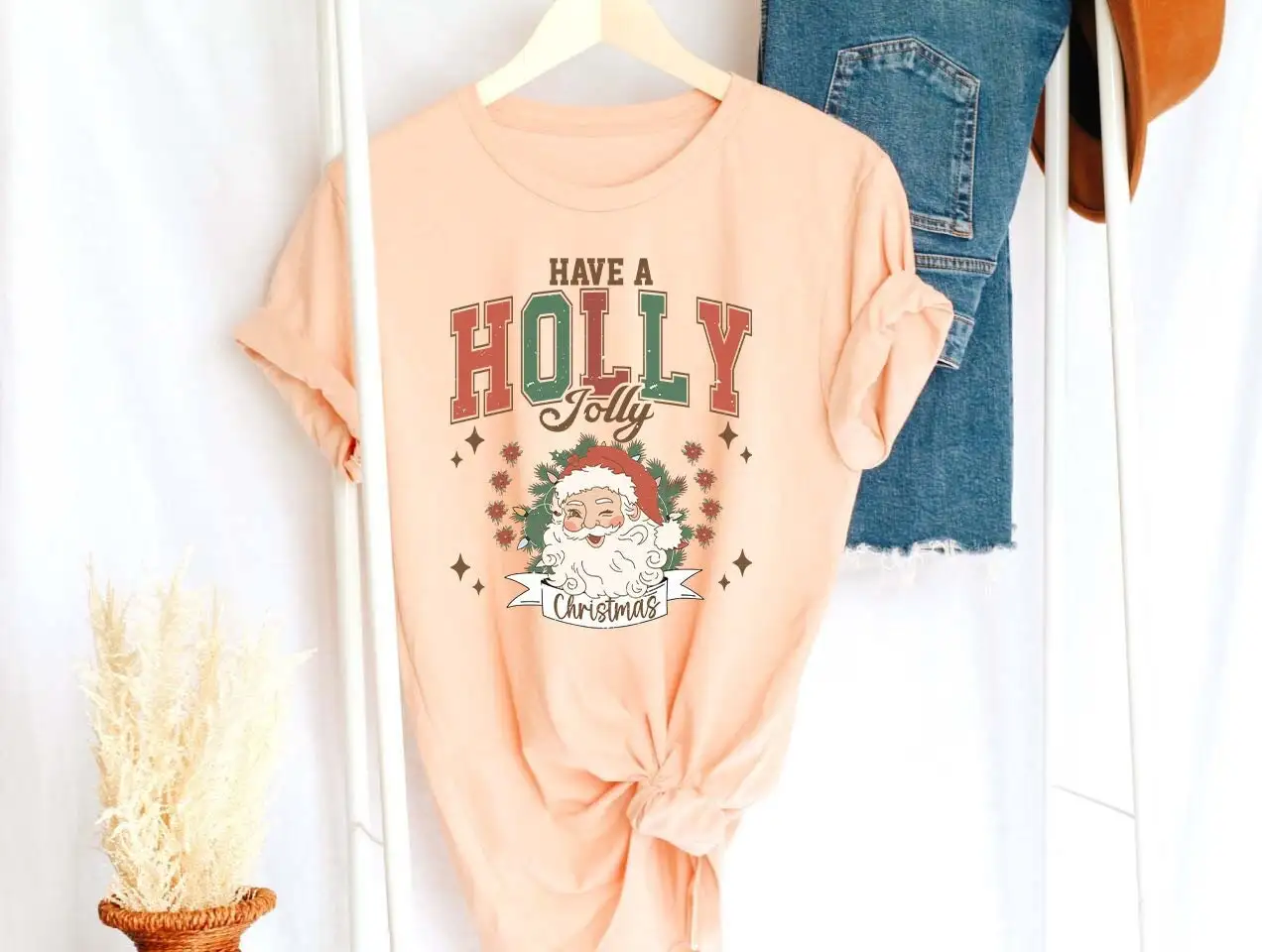 Have A Holly Jolly Christmas T Shirt Holiday Merry Sweater Cute Santa Claus New Year