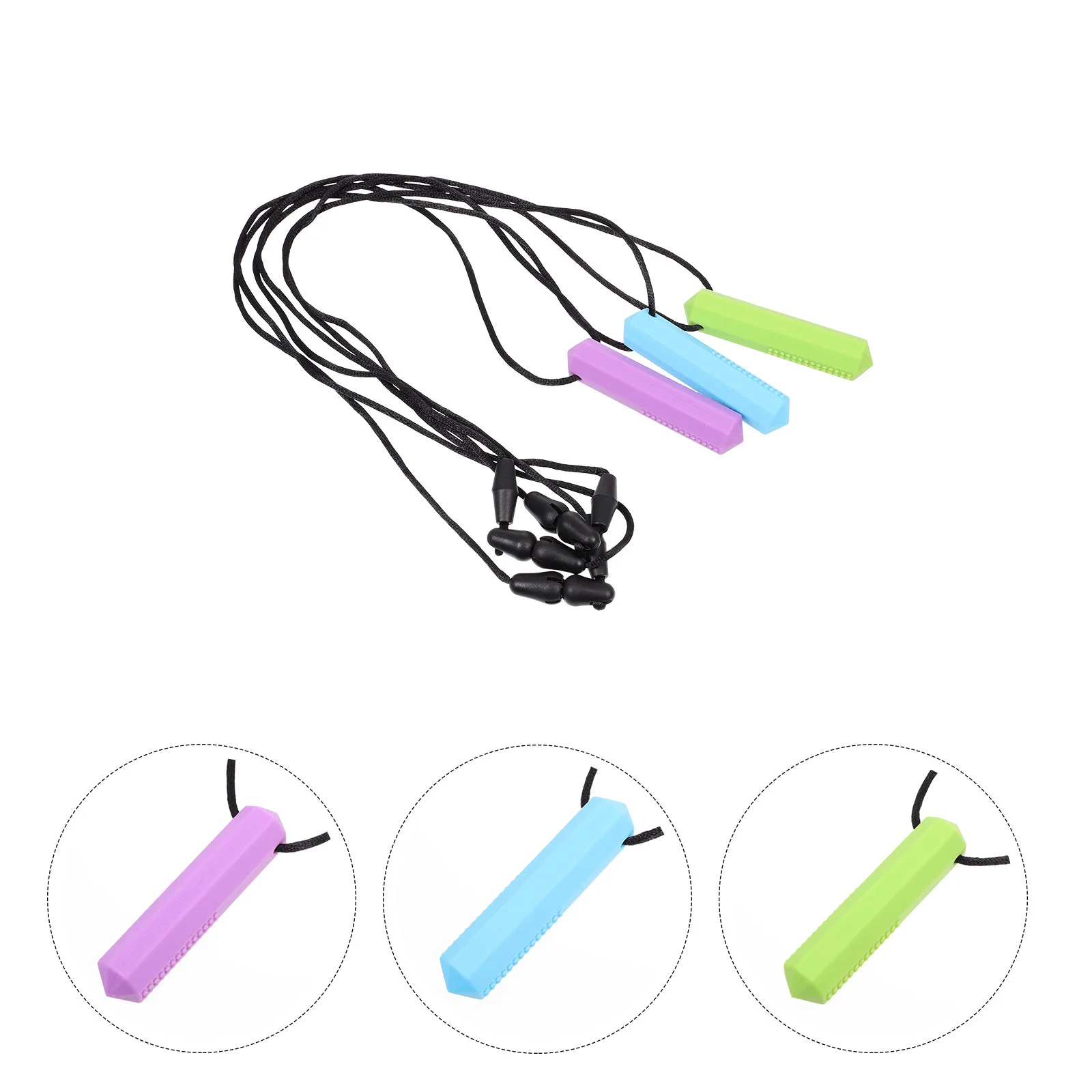 Herramienta de molienda de dientes de bebé, alimentador de peluche, collar mordedor, juguetes para masticar de silicona simples, varilla de Malor de Gel de sílice, varillas para niños, 3 uds.