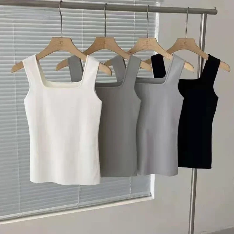 Mode Tiefem Quadratischen Kragen Westen 2024, Sommer Neue Mode Sexy frauen Crop Tops Sling Weste Camis