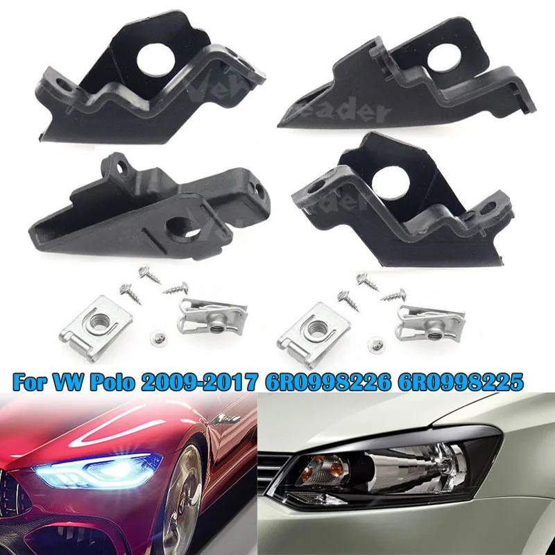 Zestaw naprawczy z przodu po lewej i prawej uchwyt reflektora uchwyt reflektora podstawka 6 r0998226 6 r0998225 dla VW Polo 2009-2017