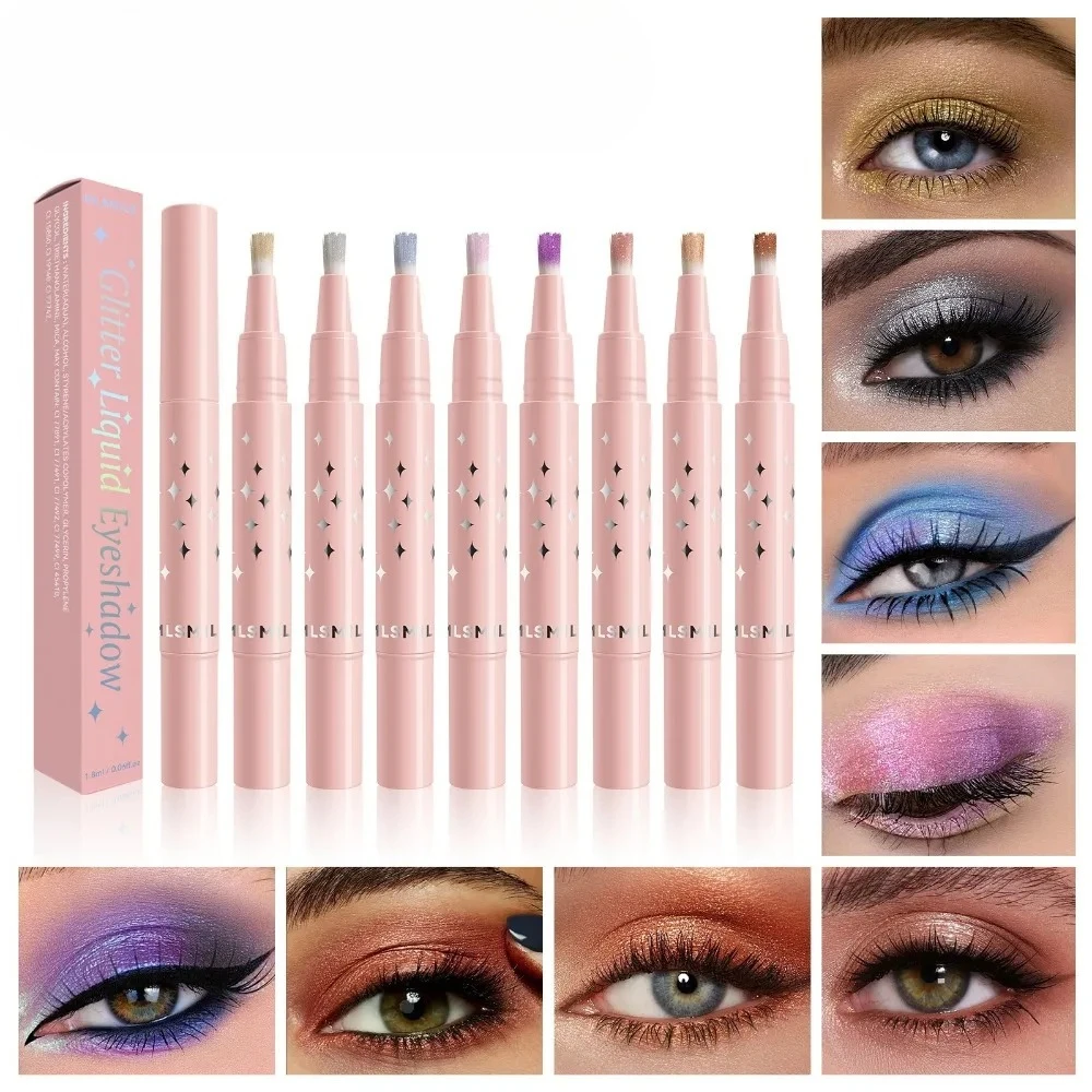 ブラシ付きリキッドアイシャドウ スパークル横たわっているカイコペン 真珠光沢のある光沢のあるハイライター 回転グリッター リップグロス アイシャドウ スティック