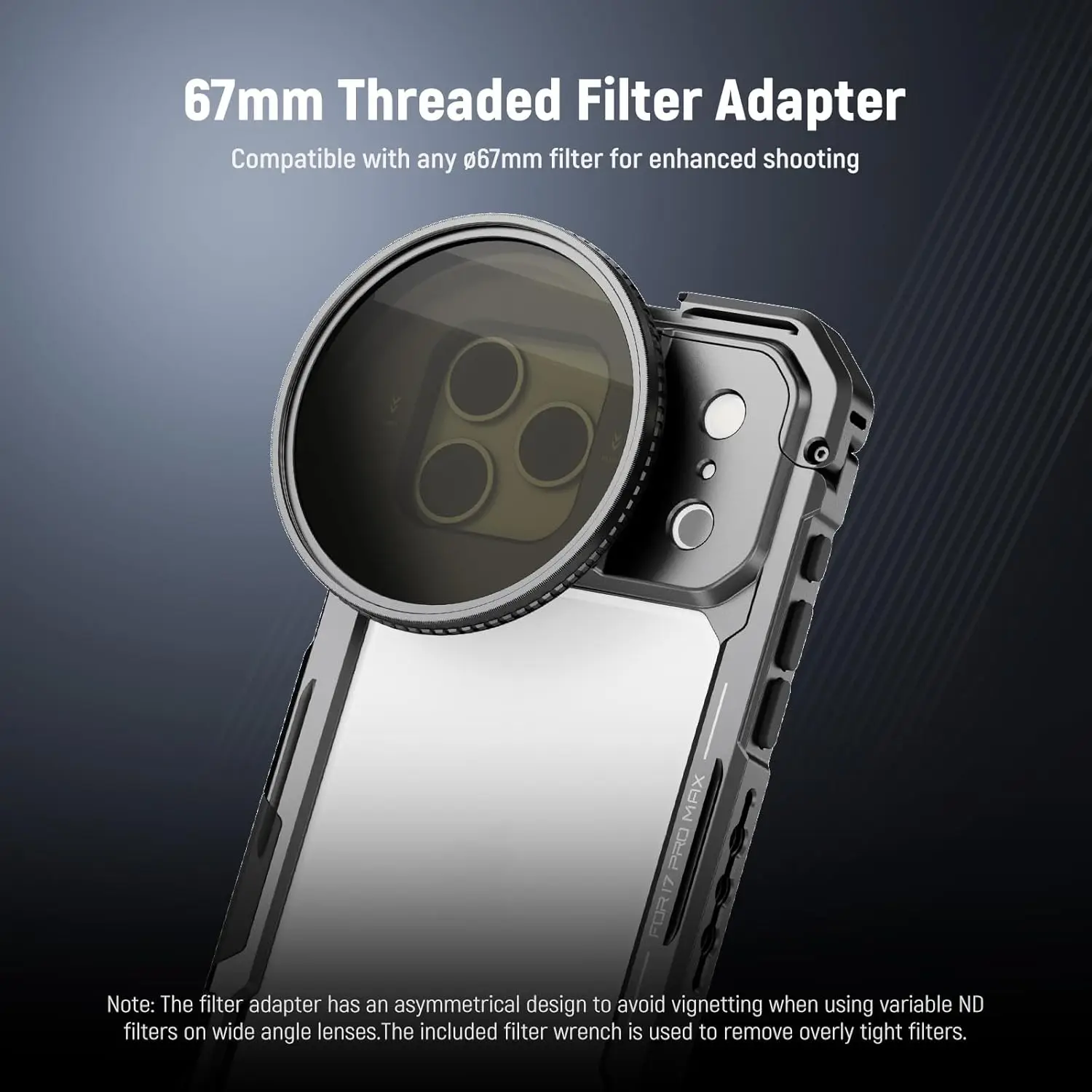 NEEWER Telefonkäfig kompatibel mit iPhone 17 Pro/Pro Max, Schnellverschluss-Video-Rig-Stabilisator-Zubehör mit 67 mm Filterring – Detail 6