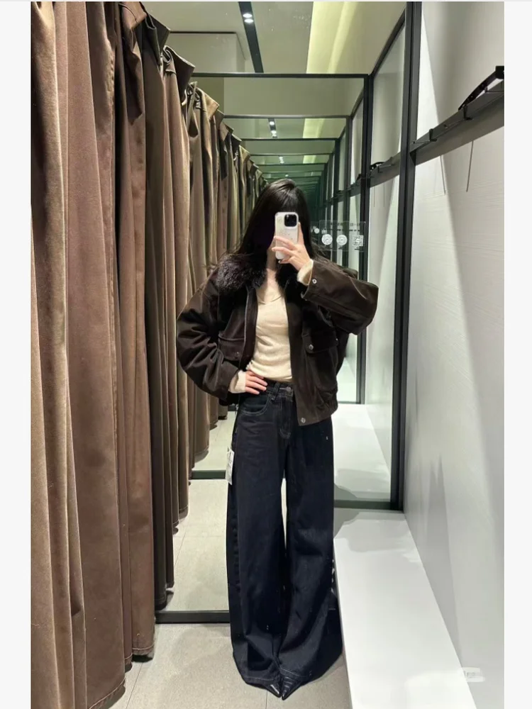 冬の新作ルーズカラー人工毛皮風パイロットコットンジャケットレディースカジュアルスリーブロングスリーブ暖かいアウターコート