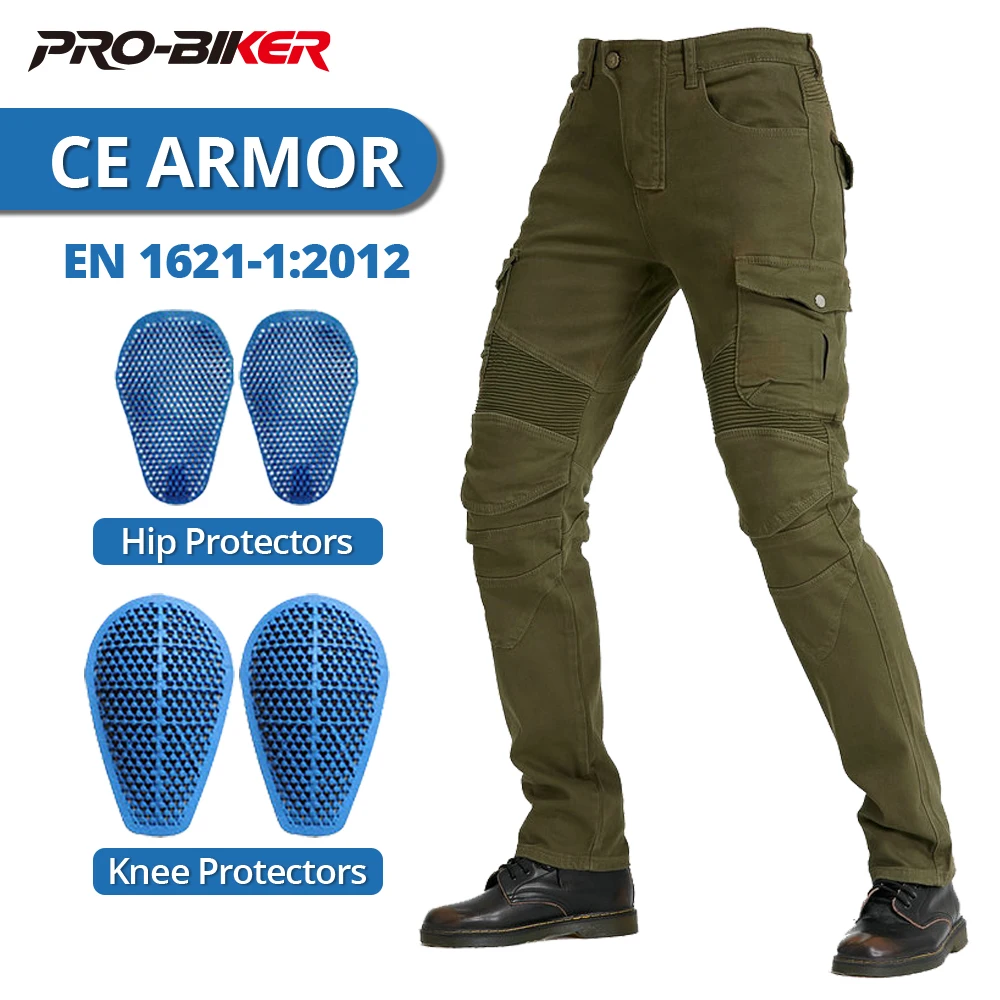

Men's Motorcycle Pants Wear-Resistant Anti-Fall Motorbike Vintage Pants Outdoor Motocross Riding Pants Built-in Protective Gear