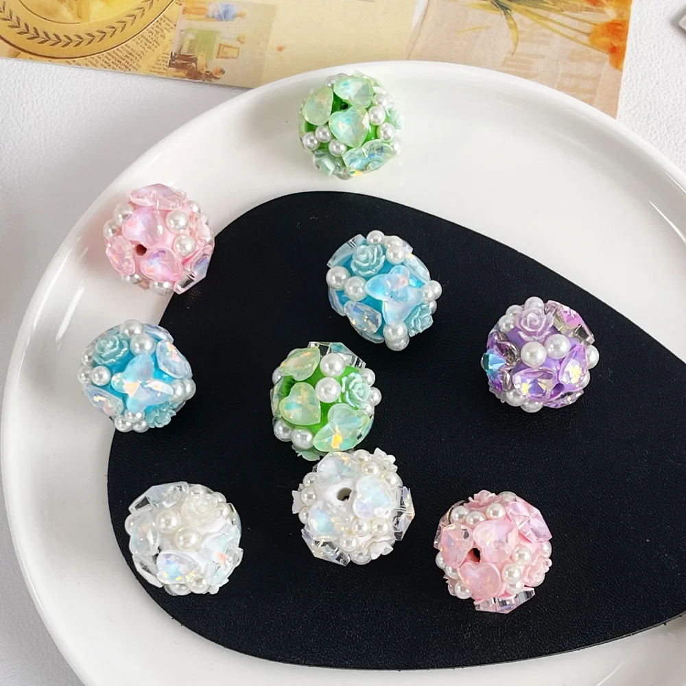 

Cordial Design 30Pcs 20*22MM Polymer Clay Bead/Hand Made/Jewelry Findings & Components/Round Shape/Rhinestone Flower Bead/DIY