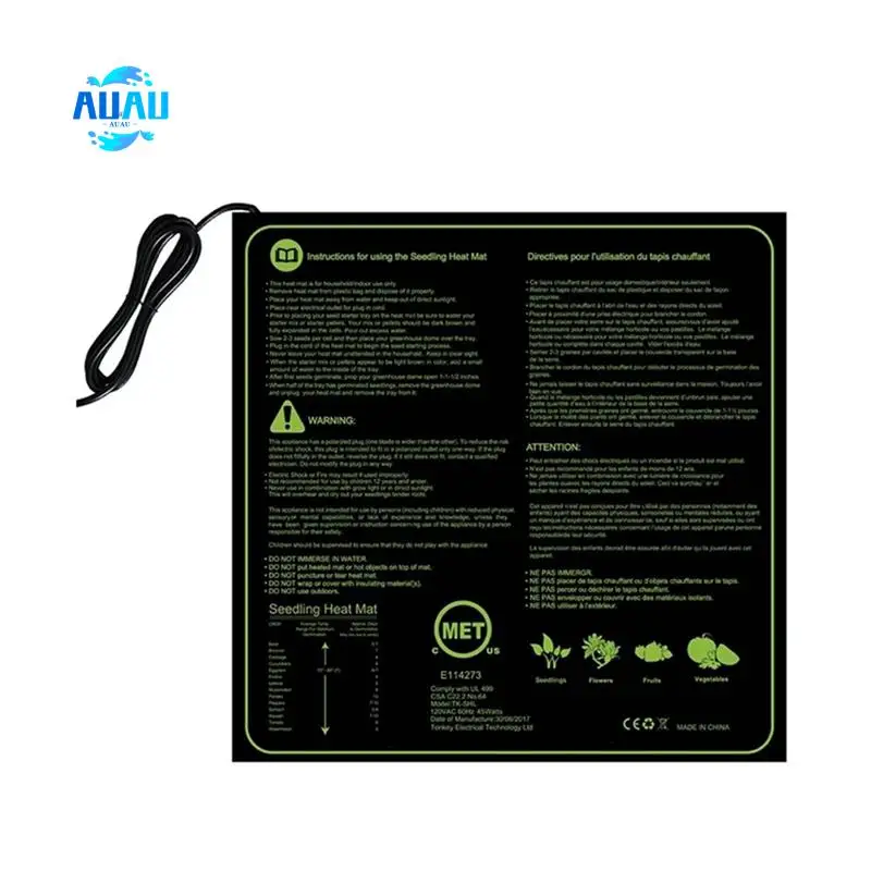 

AUAU-теплый гидропонный грелка, прочный термостат, нагревательный коврик для растений, водонепроницаемые теплые коврики для теплицы для рассады
