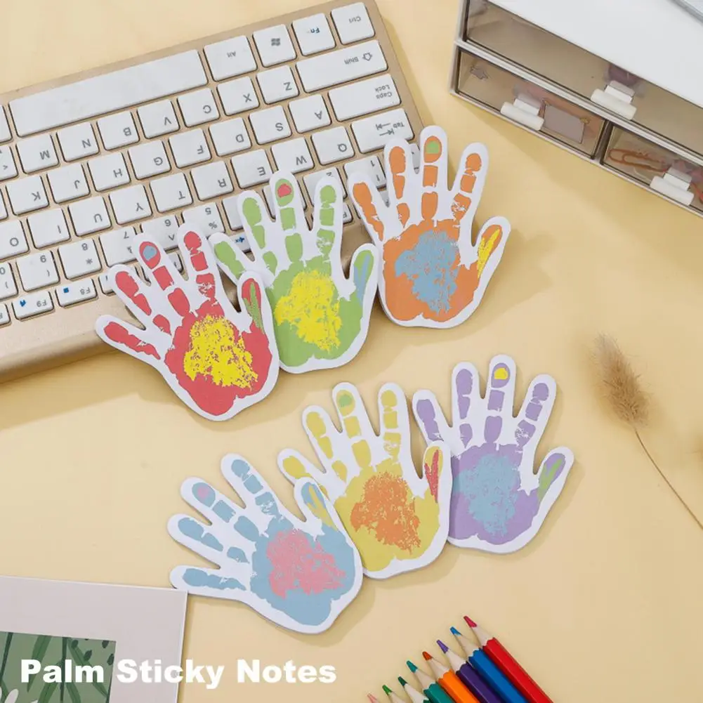 6Pcs Palm Sticky Notes Set 30 Sheets/Pad Kids Self-Adhesive Note Kids School Office Pink Green Yellow Blue Sticky Notes